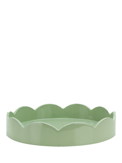 Addison Ross Scallop Lacquer Round Tray, Sage, 22cm