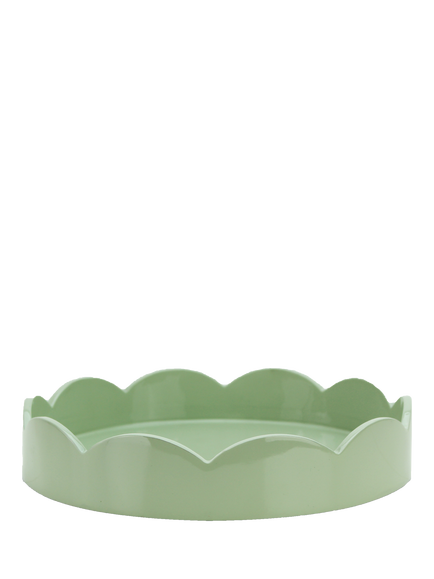 Addison Ross Scallop Lacquer Round Tray, 22cm, Sage