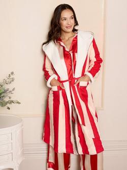 Their Nibs Stripe Fleece Lined Dressing Gown, Red, Red