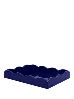 Addison Ross Scallop Lacquer Tray, Navy, 28cm