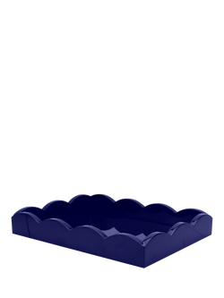 Addison Ross Scallop Lacquer Tray, 28cm, Navy