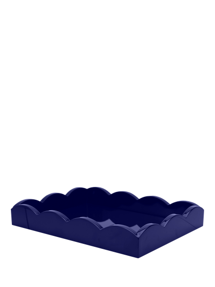 Addison Ross Scallop Lacquer Tray, 28cm, Navy