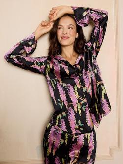 Their Nibs Satin Long Sleeve Printed Pyjama Set, Black, Black