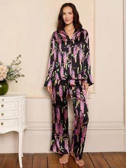 Their Nibs Satin Long Sleeve Printed Pyjama Set, Black - view 2, Black