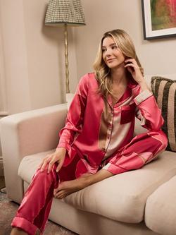 Their Nibs Satin Long Sleeve Printed Pyjama Set, Pink - view 2, Pink