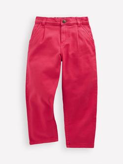 Mini Boden Kids' Pleated Patch Pocket Jeans, Raspberry Pink, Raspberry Pink