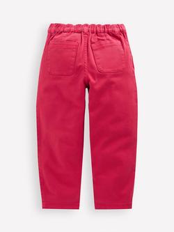 Mini Boden Kids' Pleated Patch Pocket Jeans, Raspberry Pink - view 2, Raspberry Pink