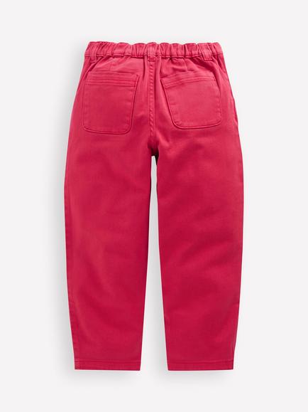 Mini Boden Kids' Pleated Patch Pocket Jeans, Raspberry Pink - view 2, Raspberry Pink