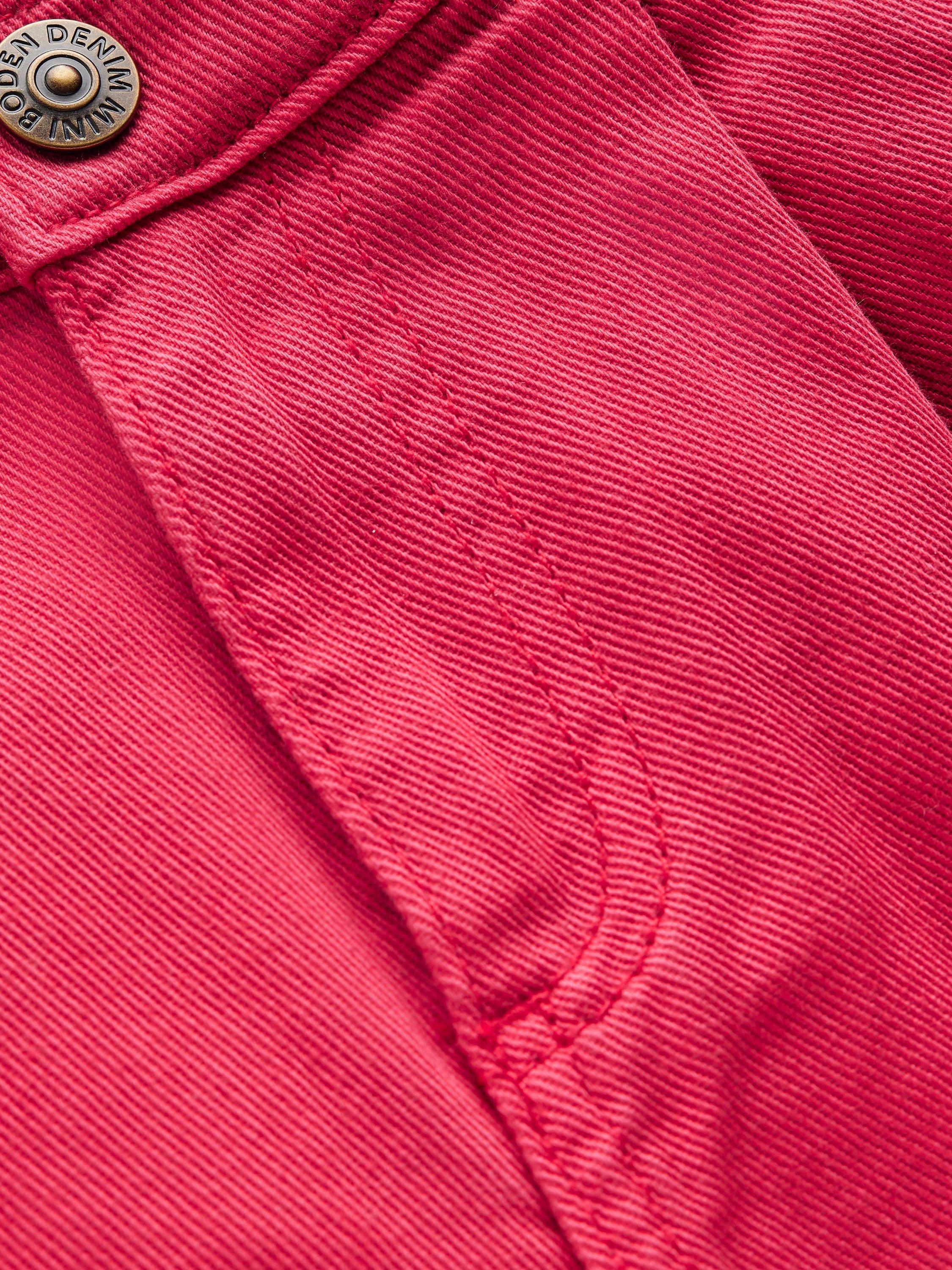 Product image 3 of 3, which shows Mini Boden Kids' Pleated Patch Pocket Jeans, Raspberry Pink, 2-3 years