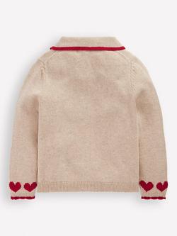 Mini Boden Kids' Cotton Blend Collared Cardigan, Melange Heart - view 2, Melange Heart