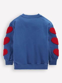 Mini Boden Kids' Bobbie Cotton Applique Sweatshirt - view 2, Bluejay Hearts