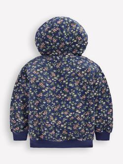 Mini Boden Kids' Cotton Hoodie, Blue Meadow Floral - view 2, Blue Meadow Floral