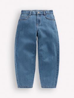 Mini Boden Kids' Barrel Leg Denim Jeans, Blue, Blue