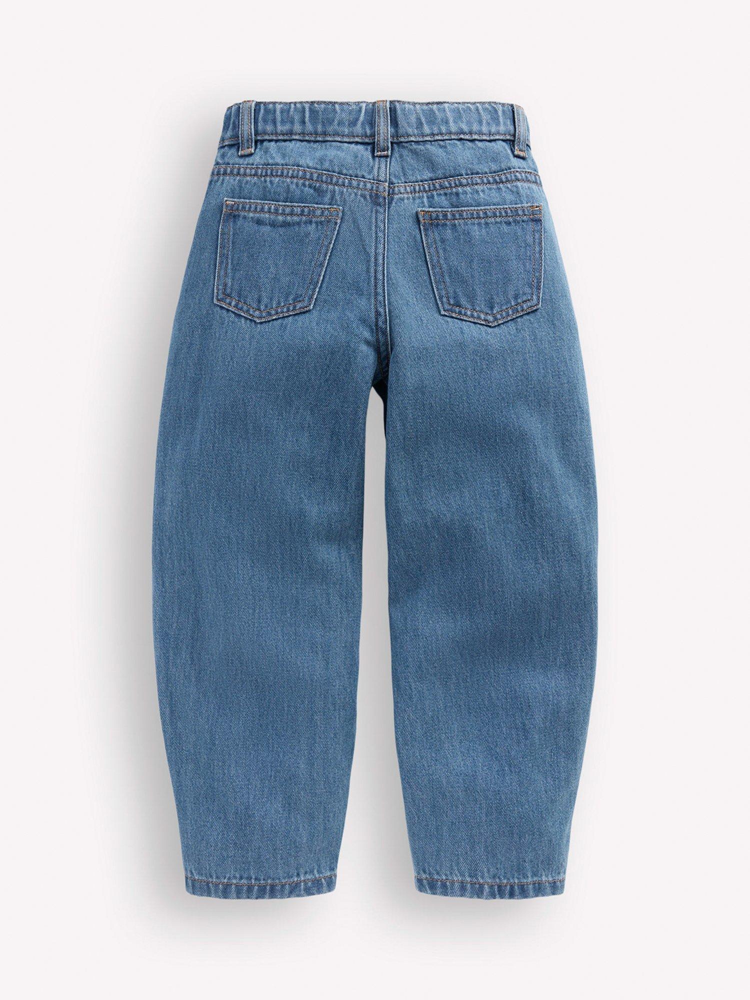 Product image 2 of 4, which shows Mini Boden Kids' Barrel Leg Denim Jeans, Blue, 2-3 years