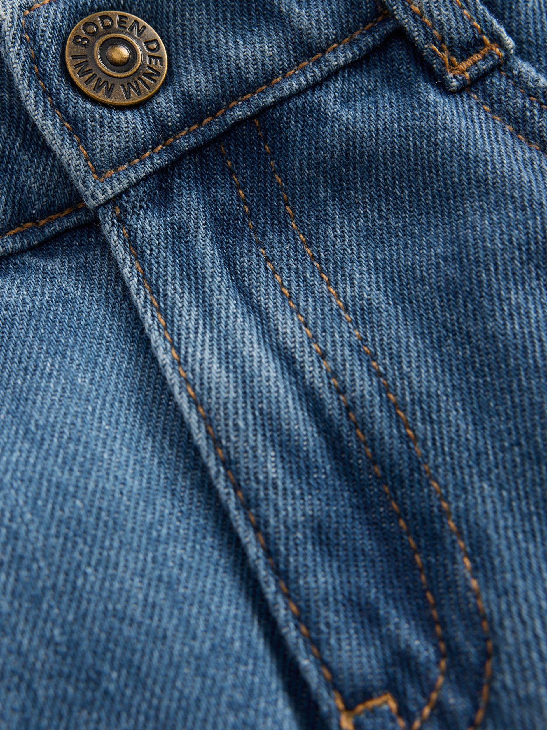 Product image 3 of 4, which shows Mini Boden Kids' Barrel Leg Denim Jeans, Blue, 2-3 years