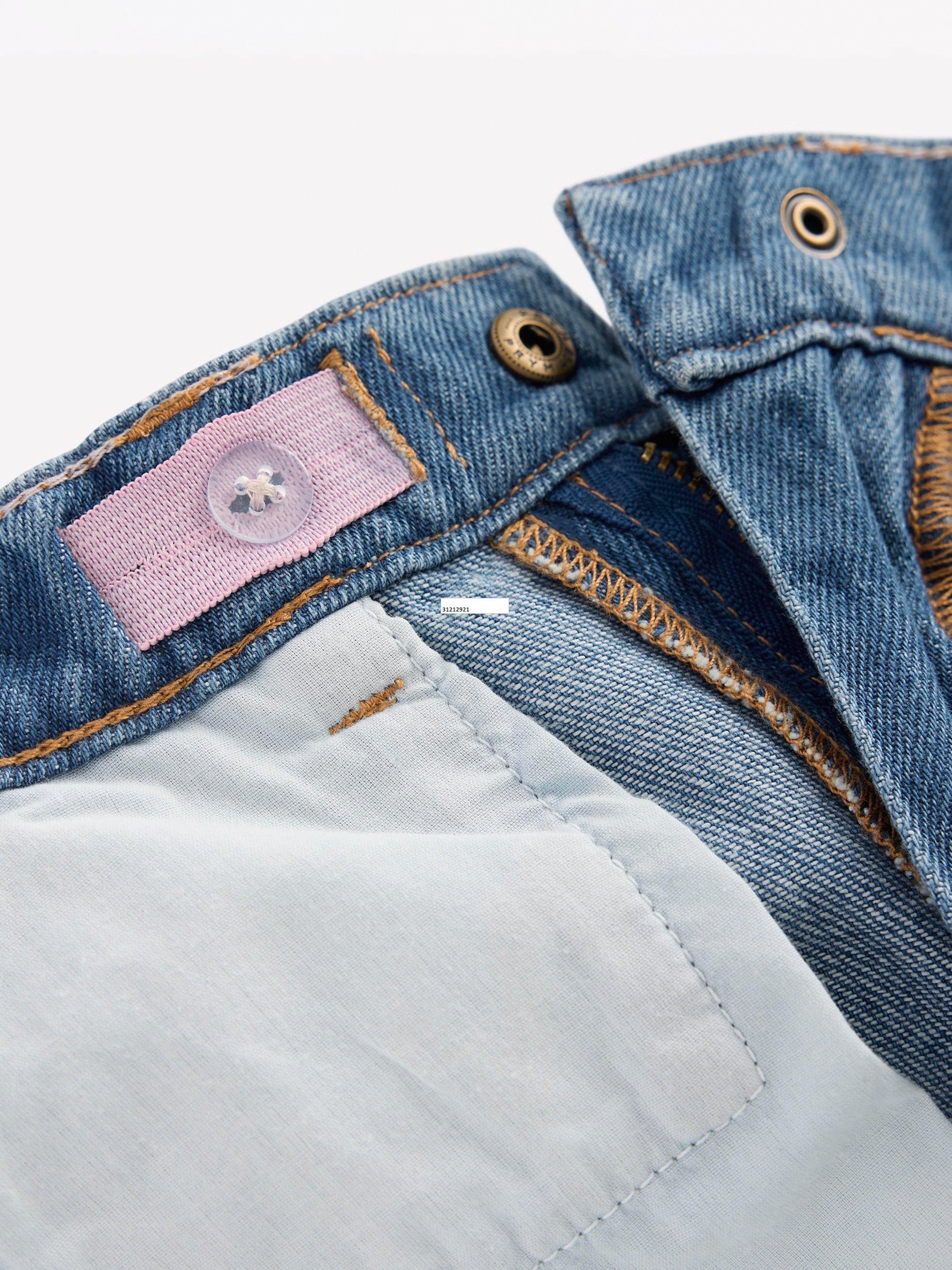 Product image 4 of 4, which shows Mini Boden Kids' Barrel Leg Denim Jeans, Blue, 2-3 years