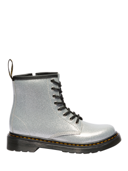 Dr. Martens Kids' 1460 Glitter Lace Up Boots, Silver, Silver