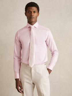 Reiss Remote Slim Fit Cotton Satin Shirt, Pink