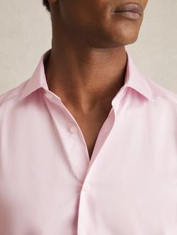 Reiss Remote Slim Fit Cotton Satin Shirt - view 2, Pink