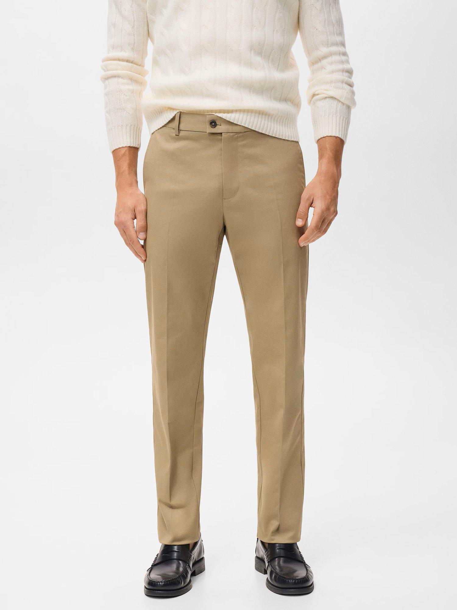 Product image 1 of 8, which shows Mango Nicco Stretch Cotton Blend Trousers, Beige, 31
