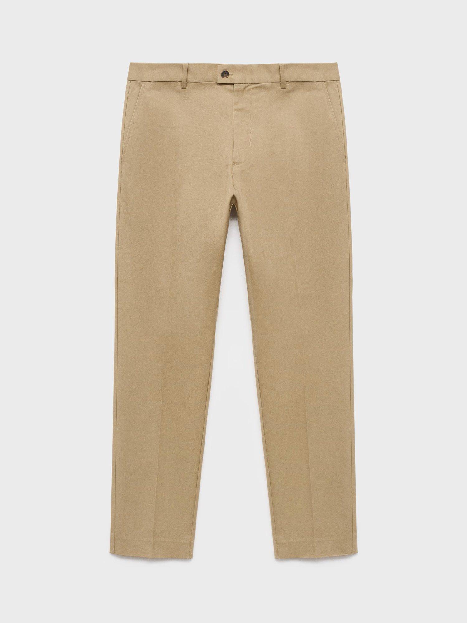 Product image 3 of 8, which shows Mango Nicco Stretch Cotton Blend Trousers, Beige, 31