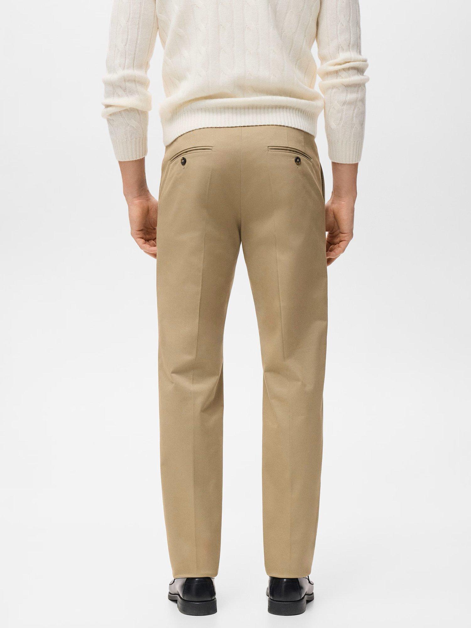 Product image 4 of 8, which shows Mango Nicco Stretch Cotton Blend Trousers, Beige, 31