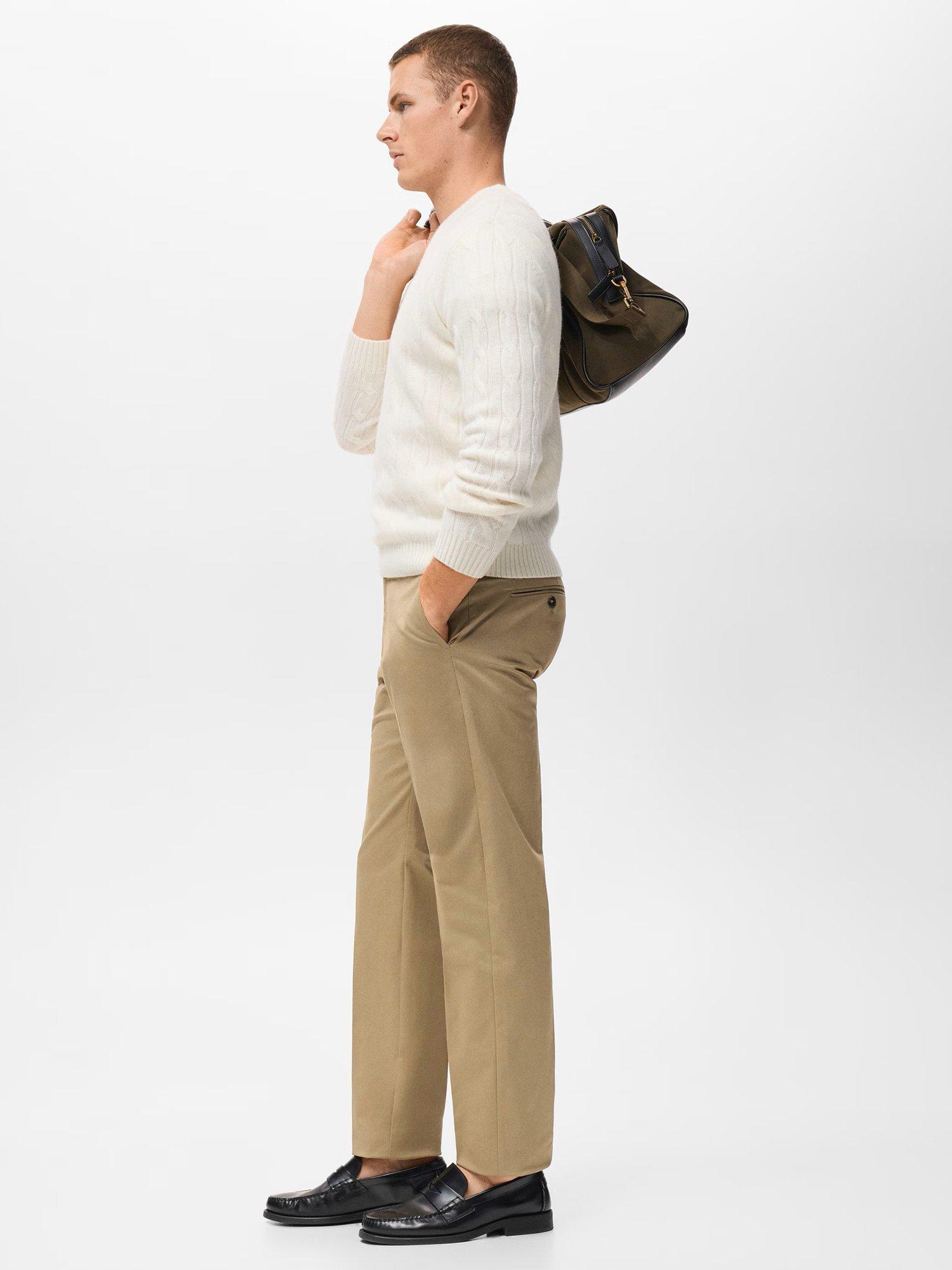 Product image 7 of 8, which shows Mango Nicco Stretch Cotton Blend Trousers, Beige, 31
