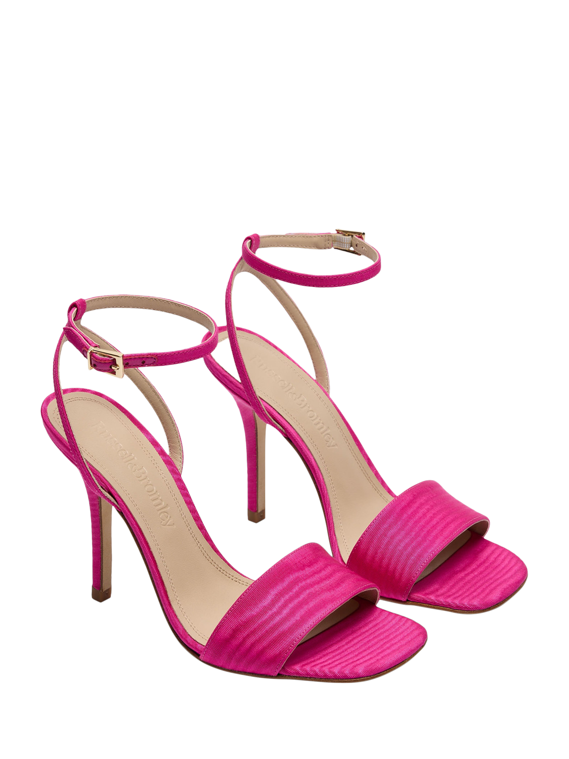 Product image 2 of 4, which shows Russell & Bromley Superstow Two Part Open Toe Heeled Sandals, Pink, 5