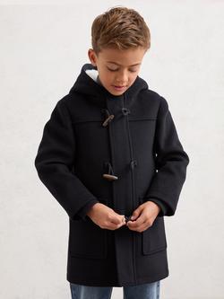 Reiss Kids' Osmund Wool Blend Duffle Coat, Navy Blue, Navy Blue
