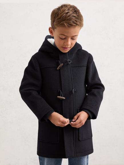 Reiss Kids' Osmund Wool Blend Duffle Coat, Navy Blue, Navy Blue