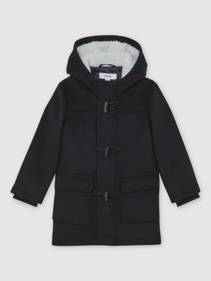 Reiss Kids' Osmund Wool Blend Duffle Coat, Navy Blue - view 2, Navy Blue