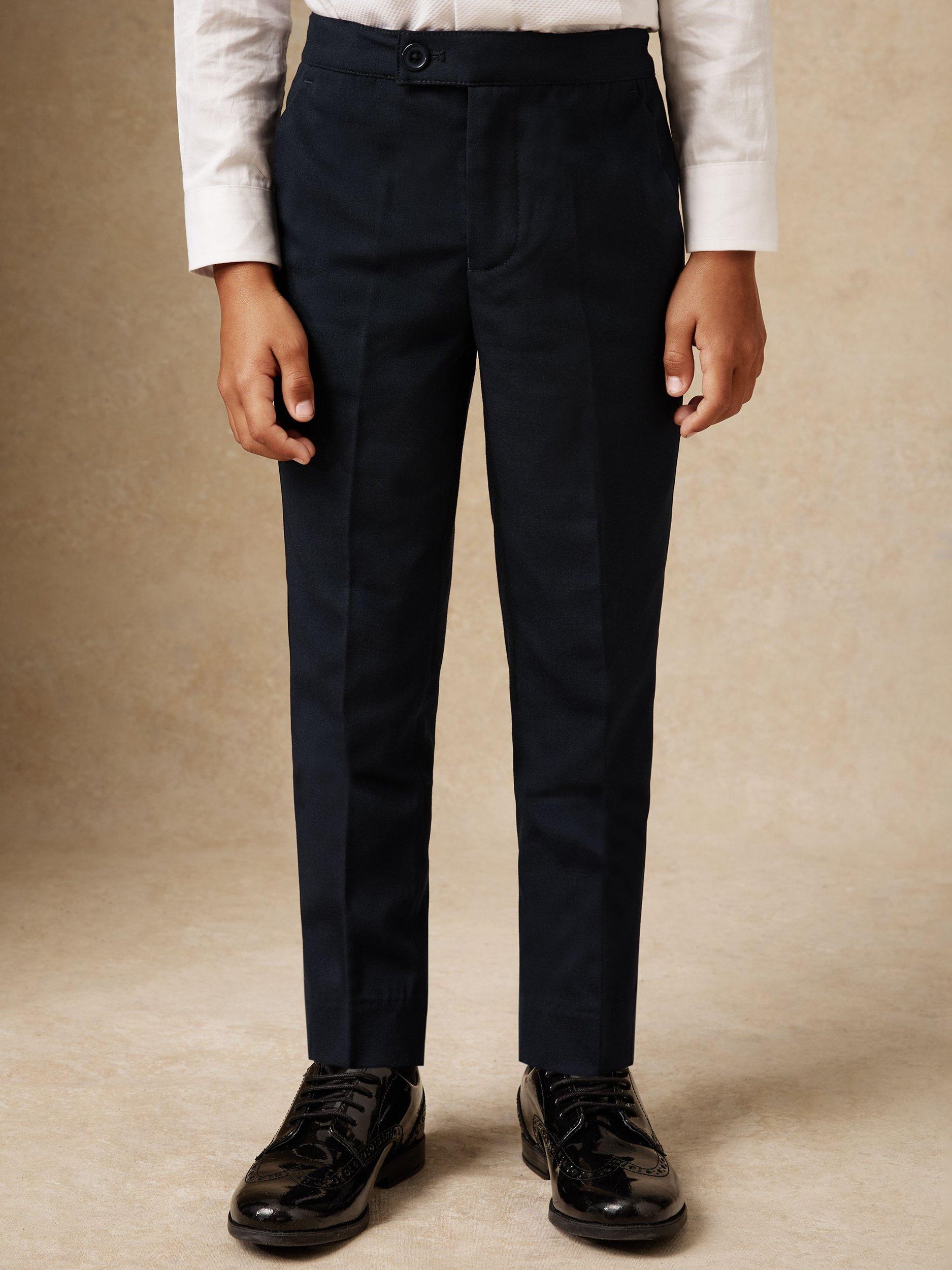 Product image 1 of 5, which shows Reiss Kids' Knightsbridge Wool Blend Tailored Trousers, Navy, 4-5 years