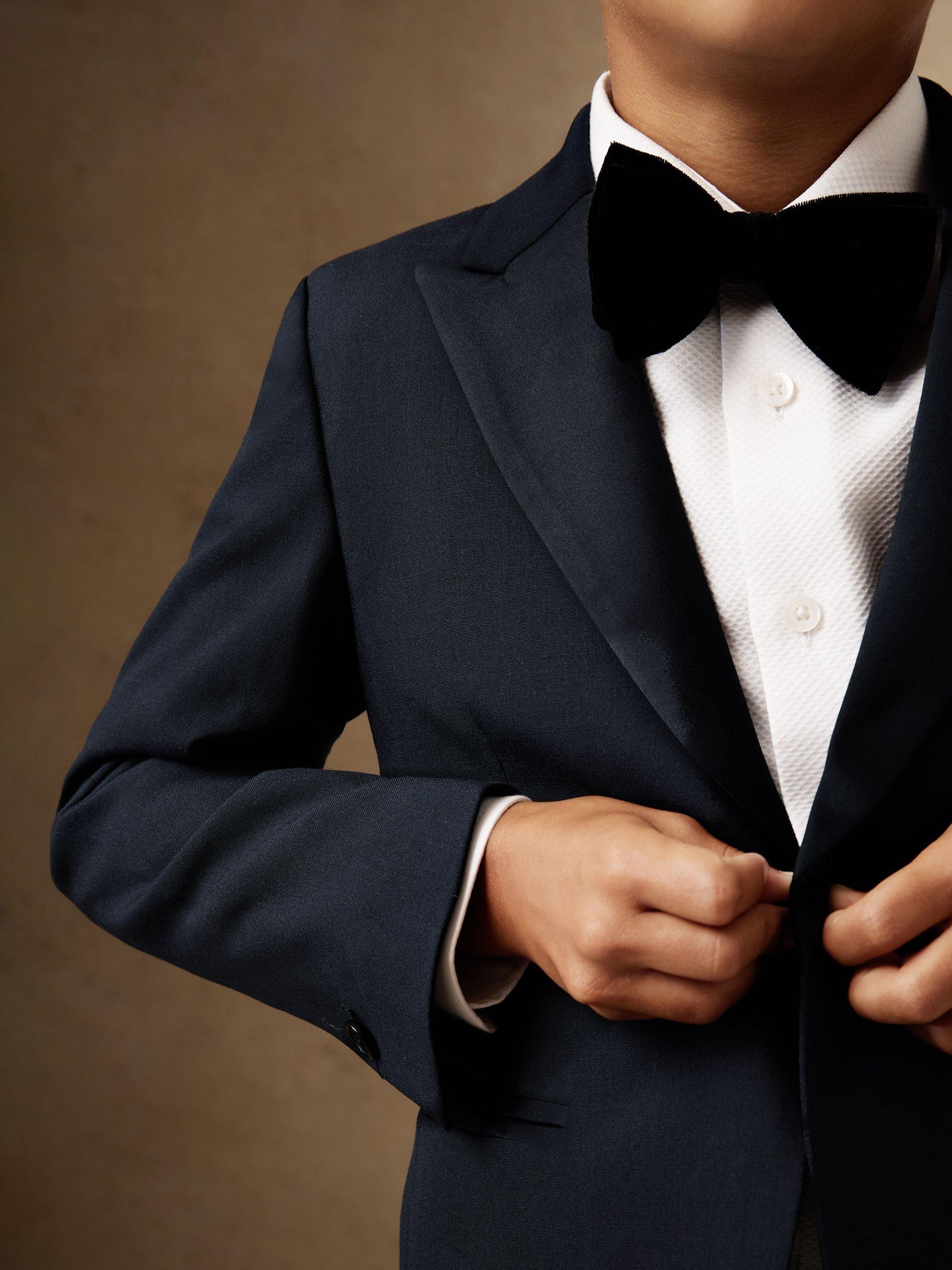 Product image 2 of 5, which shows Reiss Kids' Knightsbridge Wool Blend Tailored Blazer, Navy, 3-4 years