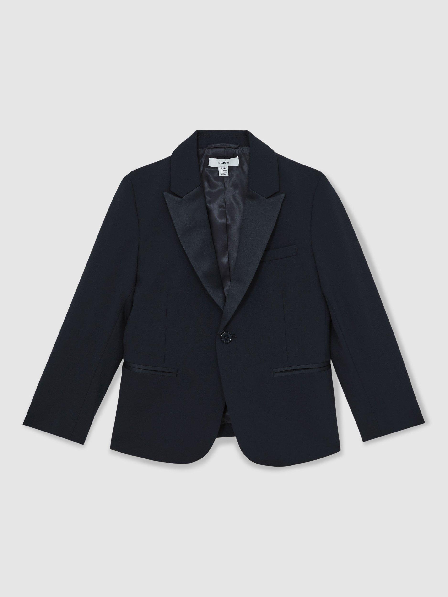 Product image 3 of 5, which shows Reiss Kids' Knightsbridge Wool Blend Tailored Blazer, Navy, 3-4 years