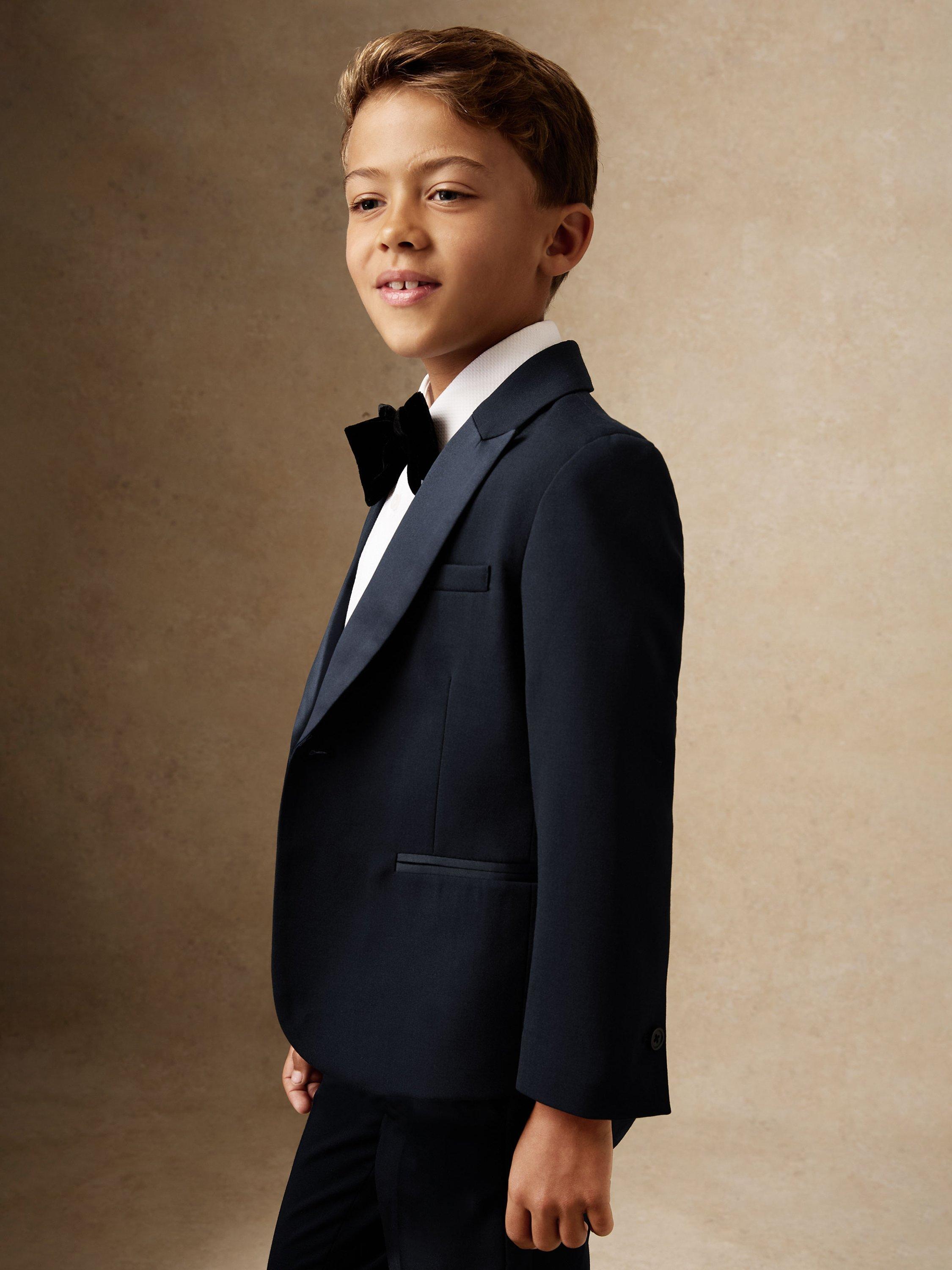 Product image 4 of 5, which shows Reiss Kids' Knightsbridge Wool Blend Tailored Blazer, Navy, 3-4 years
