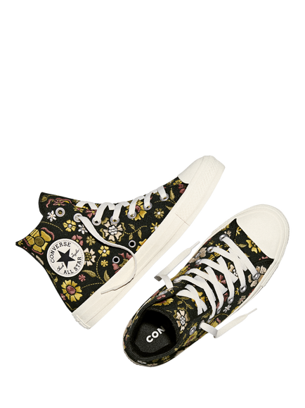Converse Chuck Taylor All Star Retro Flowers Trainers, Black/In The Weeds - view 2, Black/In The Weeds