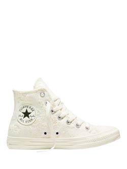 Converse Chuck Taylor All Star Retro Flowers Trainers, Egret/Black/Egret, Egret/Black/Egret
