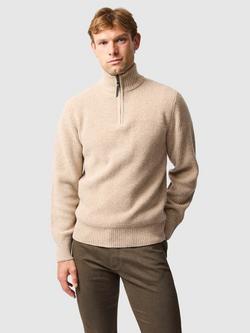 Rodd & Gunn Robbies Road Lambswool Quarter Zip Neck Jumper, Flax