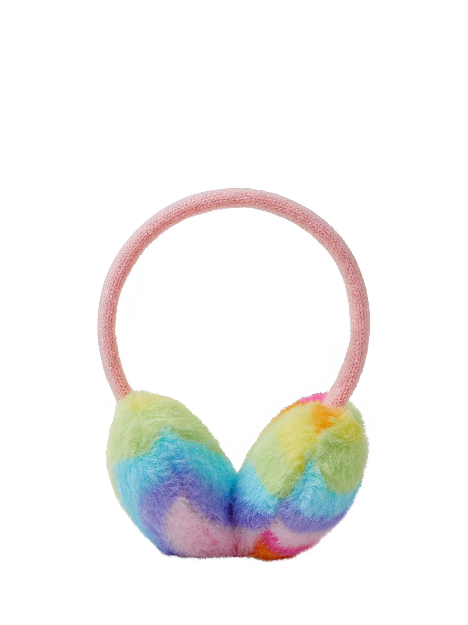 Product image 2 of 3, which shows Angels by Accessorize Kids' Rainbow Heart Ear Muffs, Brights Multi