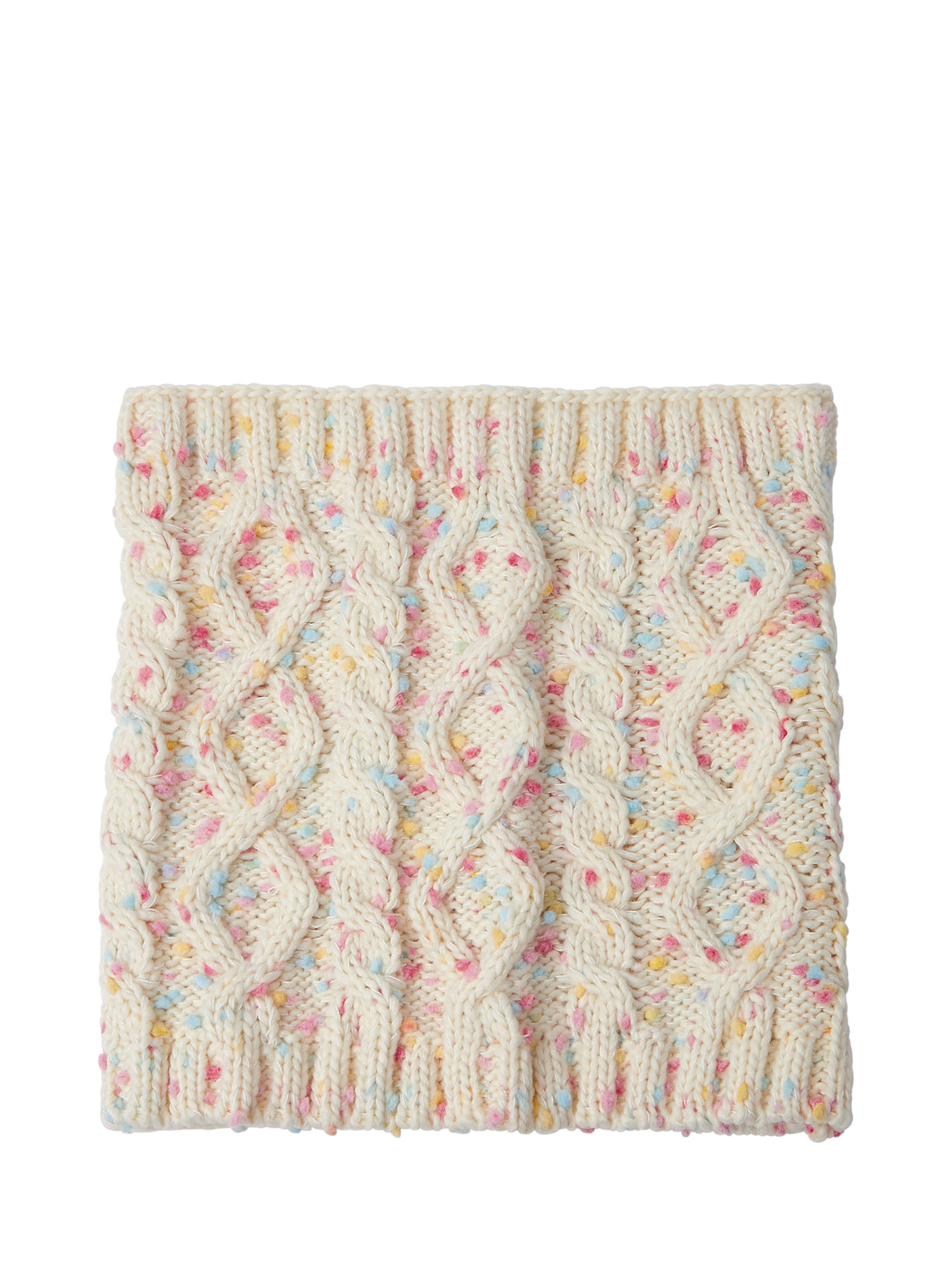 Product image 2 of 3, which shows Angels by Accessorize Kids' Sprinkles Cable Knit Snood, Ivory, 3-6 years