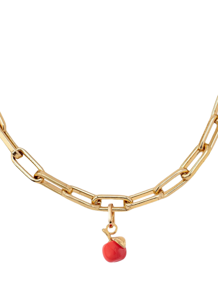 frkl. Apple Stack Necklace, Gold/Red - view 2, Gold/Red