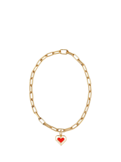 frkl. Spinning Heart Necklace, Gold, Gold/Red