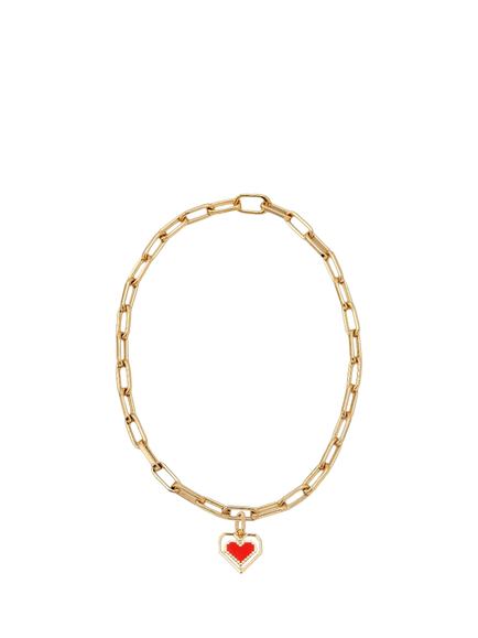 frkl. Spinning Heart Necklace, Gold, Gold/Red