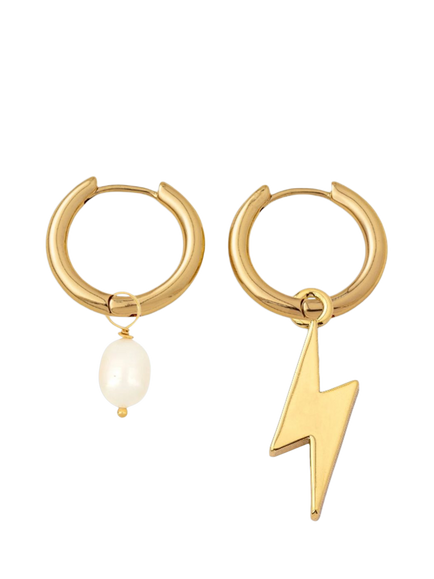 frkl. Lightning Bolt Stack Hoop Earrings, Gold, Gold