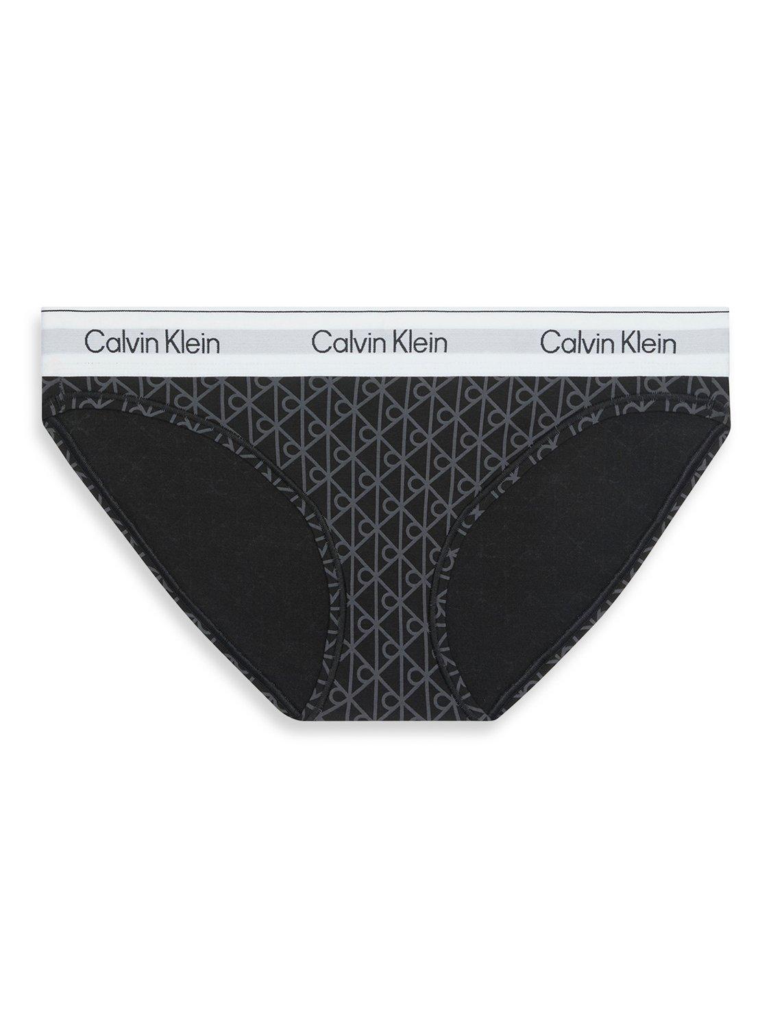Product image 1 of 1, which shows Calvin Klein Icon Cotton Modal Bikini Knickers, Black/Ashford Grey, M