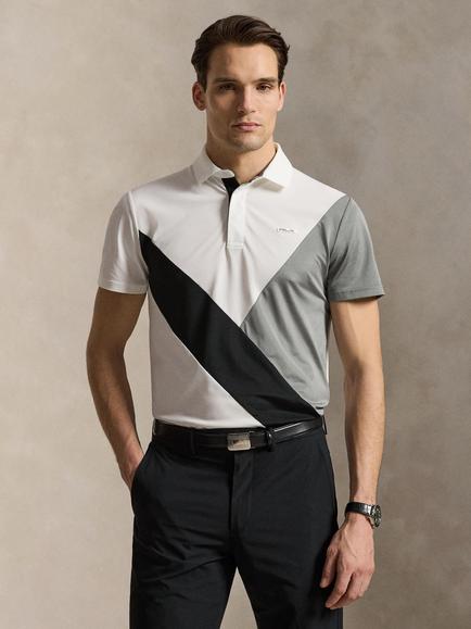 RLX Regular Fit Short Sleeve Colour Block Polo Shirt, Peak Grey/Multi, Peak Grey Multi