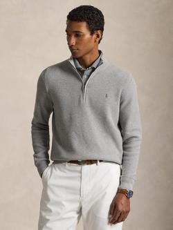 Polo Golf by Ralph Lauren Half Zip Cotton Blend Jumper, Andover Heather, Andover Heather