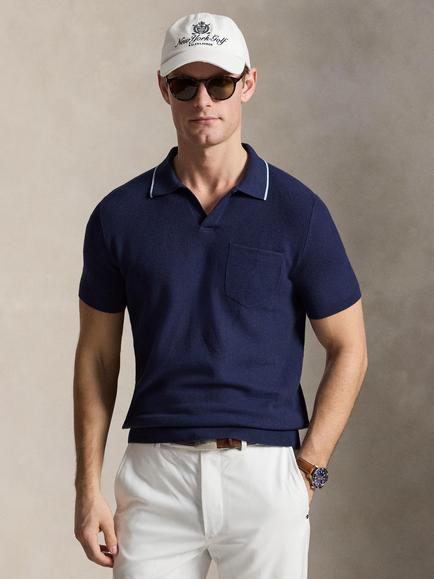 RLX Cotton Blend Regular Fit Knit Polo Shirt, Refined Navy/Office Blue, Ref Navy/Office Blue
