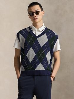 Polo Golf by Ralph Lauren Cotton Blend Argyle Knit Sweater Vest, Blue/Multi, Blue/Multi