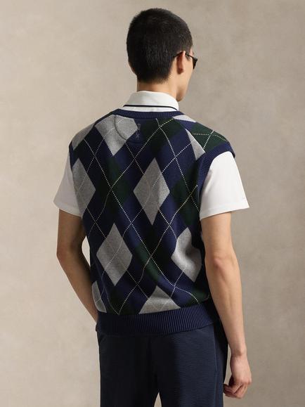 RLX Cotton Blend Argyle Knit Sweater Vest, Blue/Multi - view 2, Blue/Multi